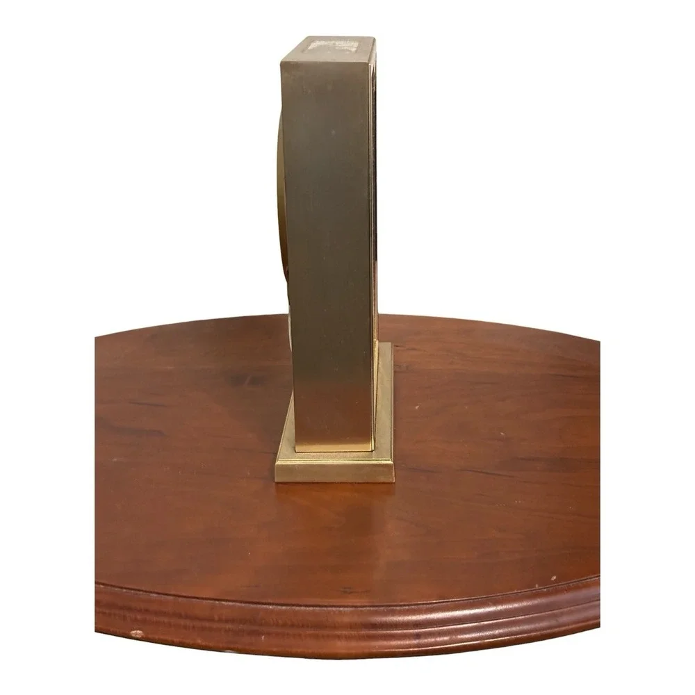 Vintage Howard Miller Clock Quartz Desk Mantle Brass Tone Glass Japan